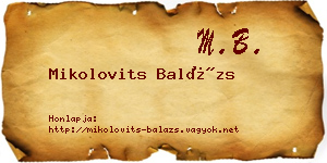 Mikolovits Balázs névjegykártya